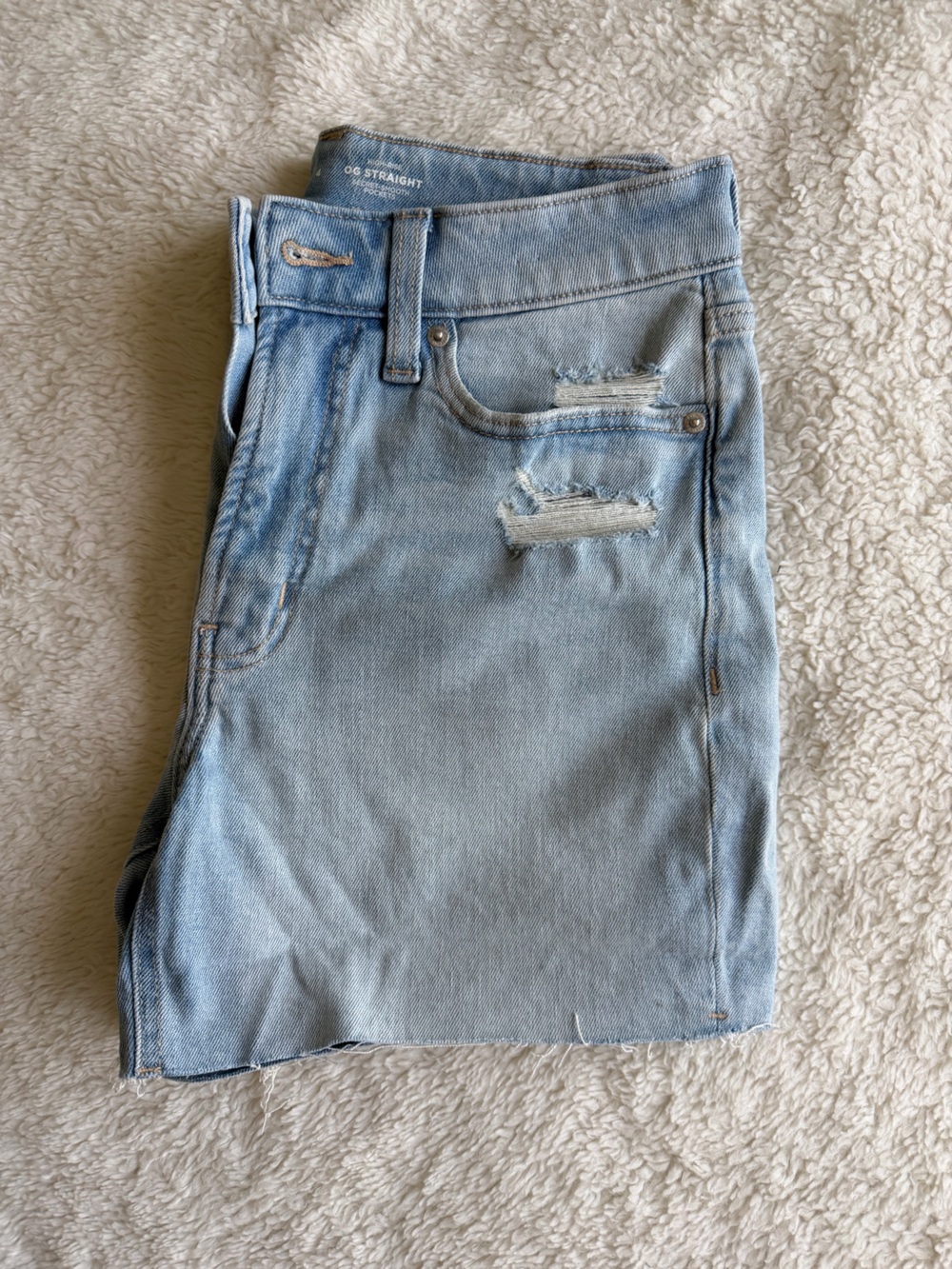Old Navy Light Blue Straight Jean Shorts with Distressed Detail